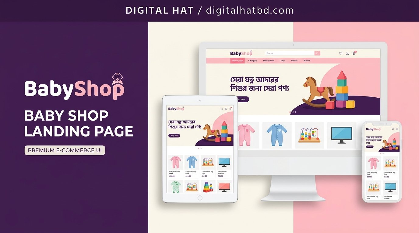BabyShop - Baby Care, Kids Clothing & Toys High-Converting Landing Page (Lifetime Access & Easy Dashboard)
