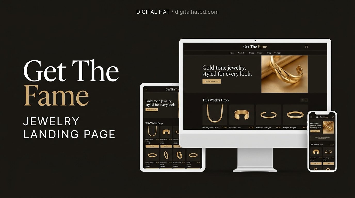 Get The Fame - Luxury Gold-Tone Jewelry High-Converting Landing Page (Lifetime Access & Easy Dashboard)