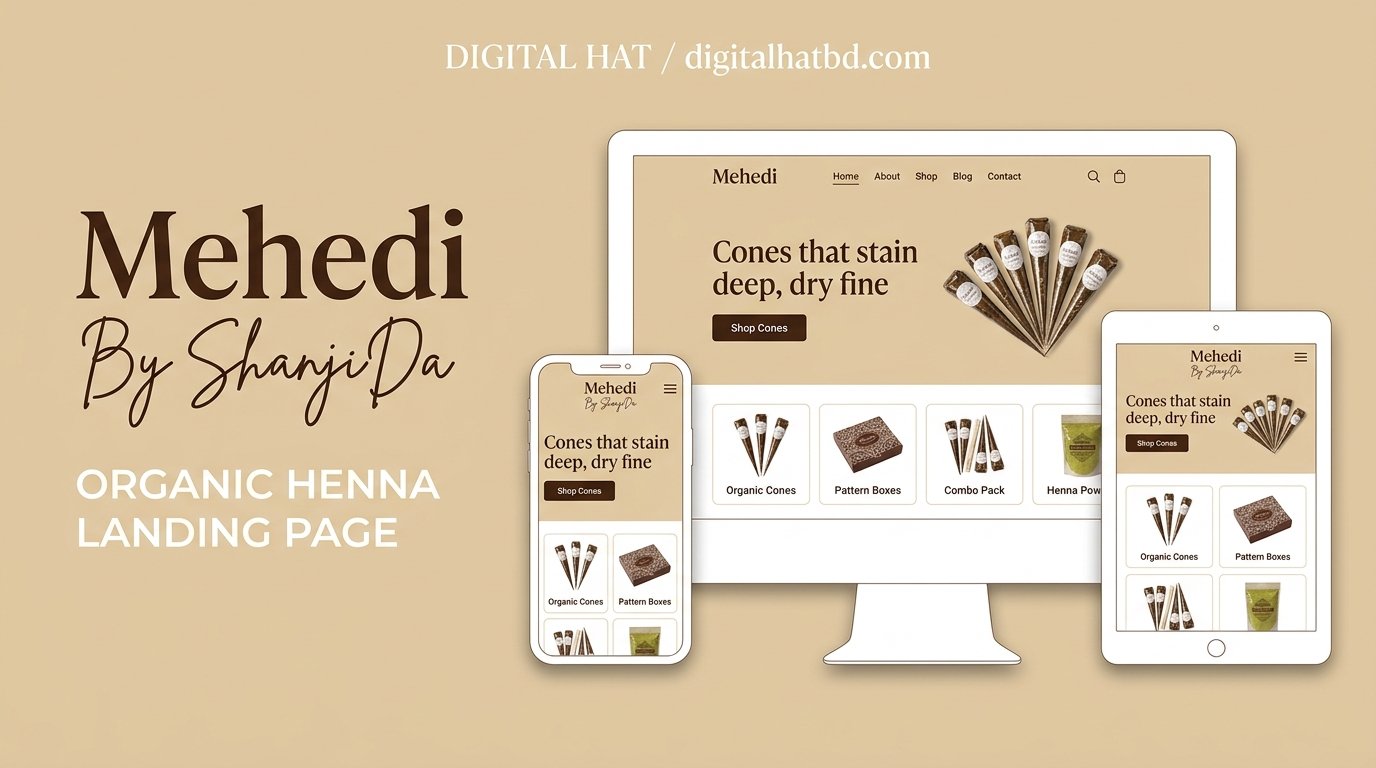 Mehedi By ShanjiDa - Organic Henna & Bridal Artistry Landing Page (Lifetime Access & Easy Dashboard)