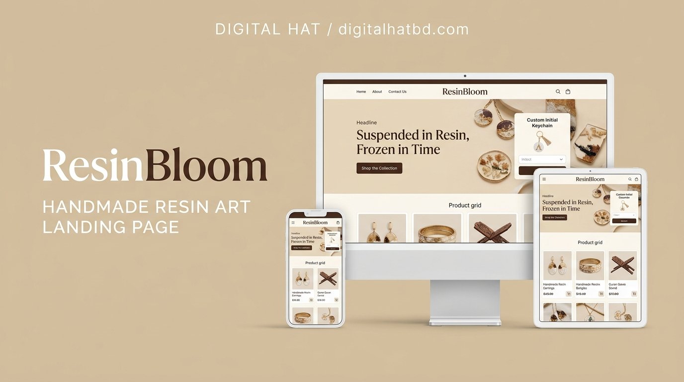ResinBloom - Handmade Resin Art & Jewelry High-Converting Landing Page (Lifetime Access & Easy Dashboard)