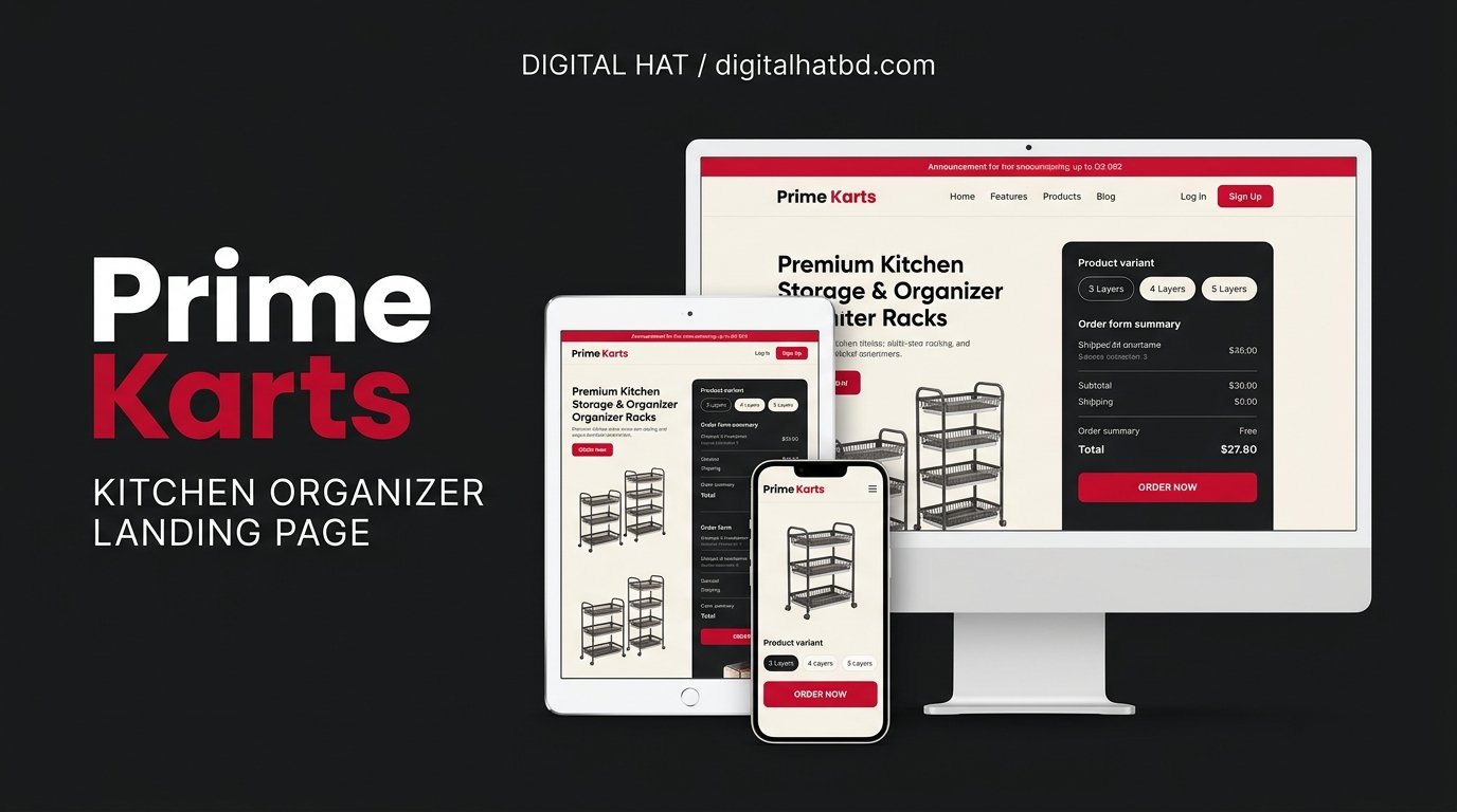 Prime Karts - Kitchen Organizer & Multi-Tier Storage Rack High-Converting Landing Page (Lifetime Access & Easy Dashboard)