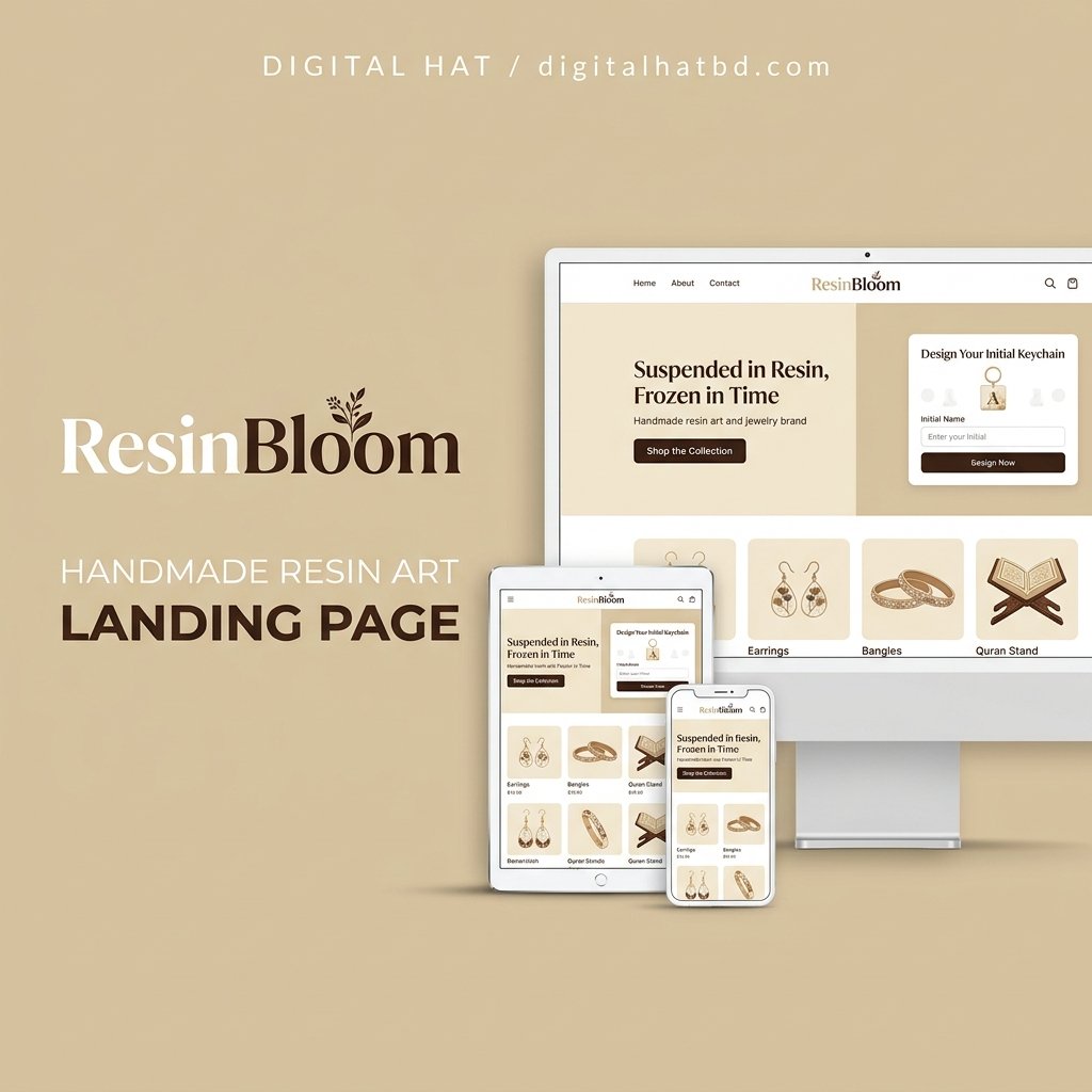 ResinBloom - Handmade Resin Art & Jewelry High-Converting Landing Page (Lifetime Access & Easy Dashboard)