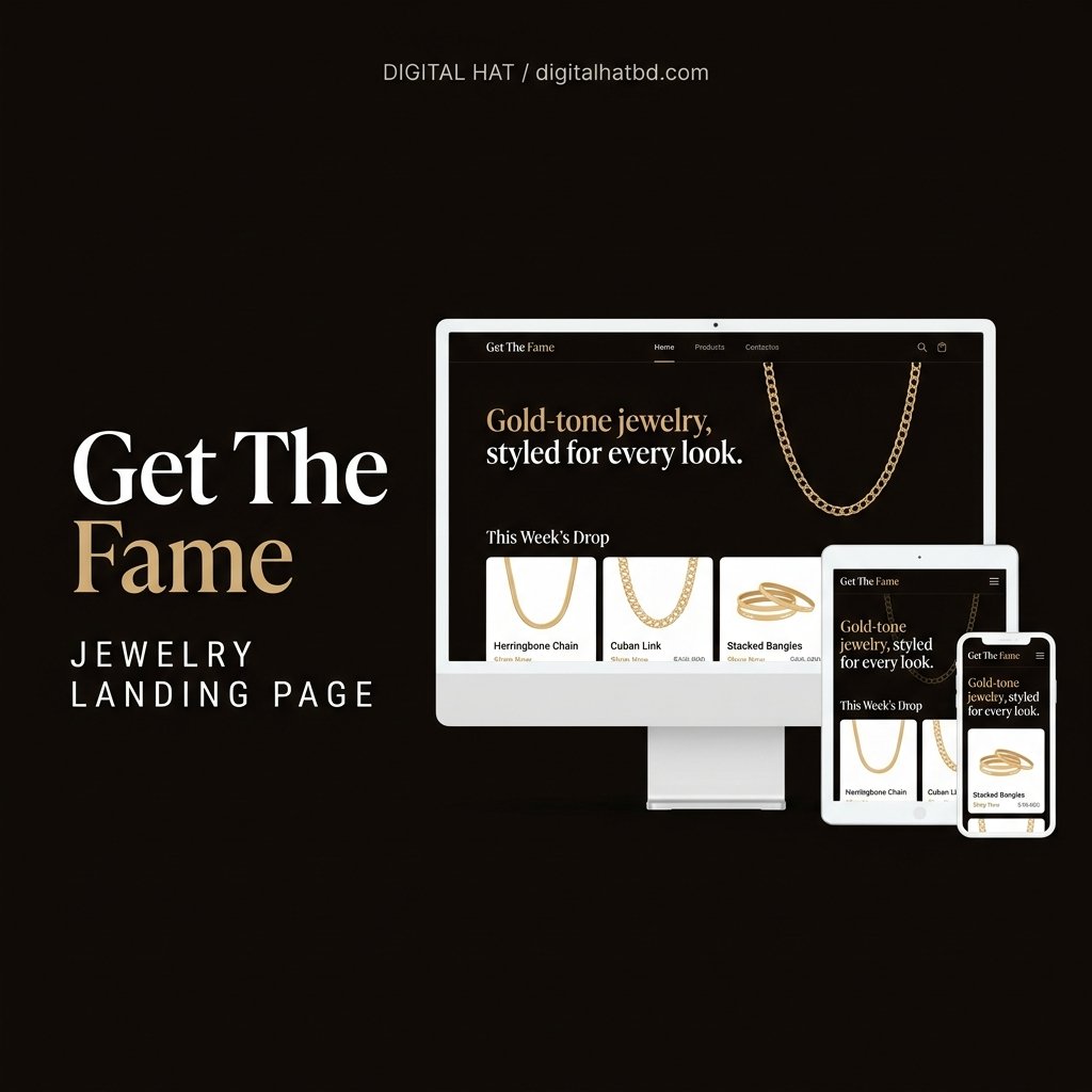 Get The Fame - Luxury Gold-Tone Jewelry High-Converting Landing Page (Lifetime Access & Easy Dashboard)