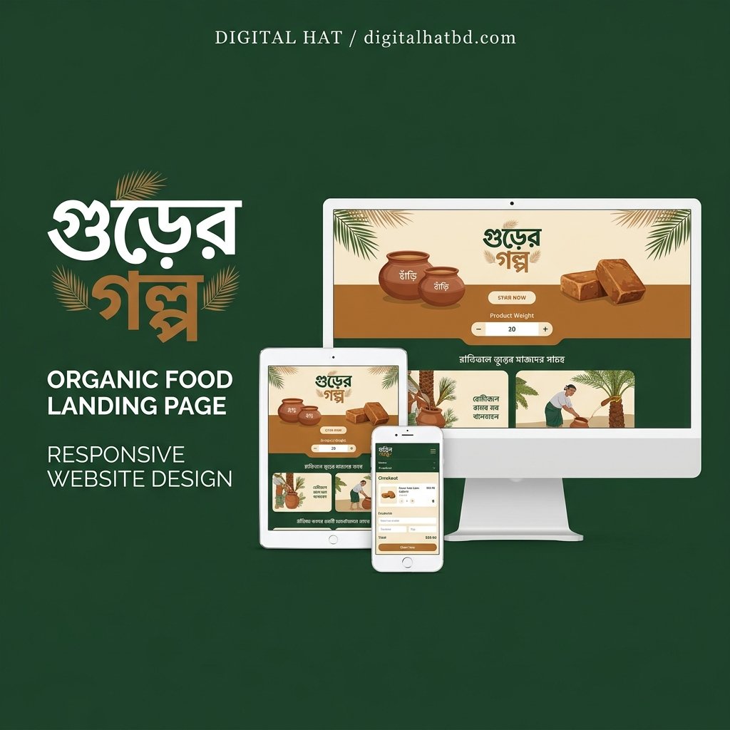 Gurer Golpo (গুড়ের গল্প) - Organic Date Palm Jaggery & Food High-Converting Landing Page (Lifetime Access & Easy Dashboard)