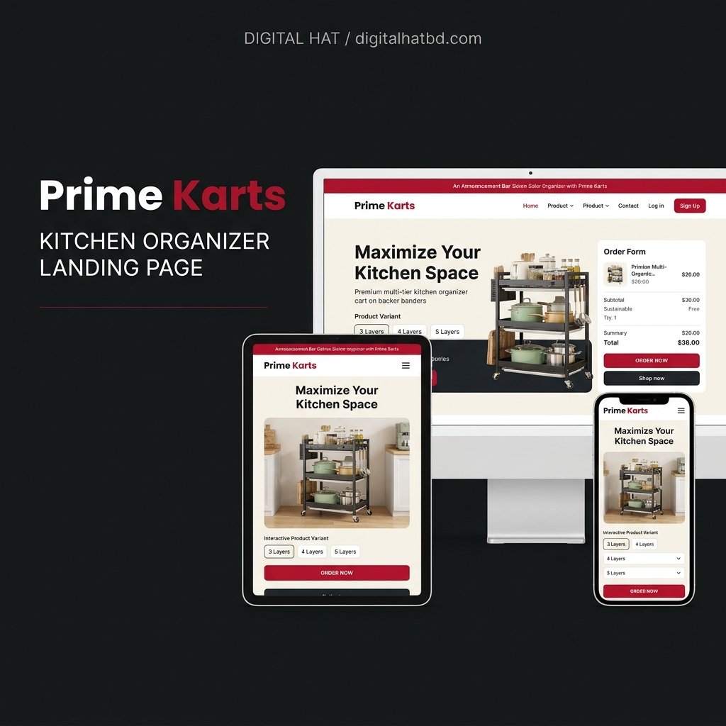Prime Karts - Kitchen Organizer & Multi-Tier Storage Rack High-Converting Landing Page (Lifetime Access & Easy Dashboard)
