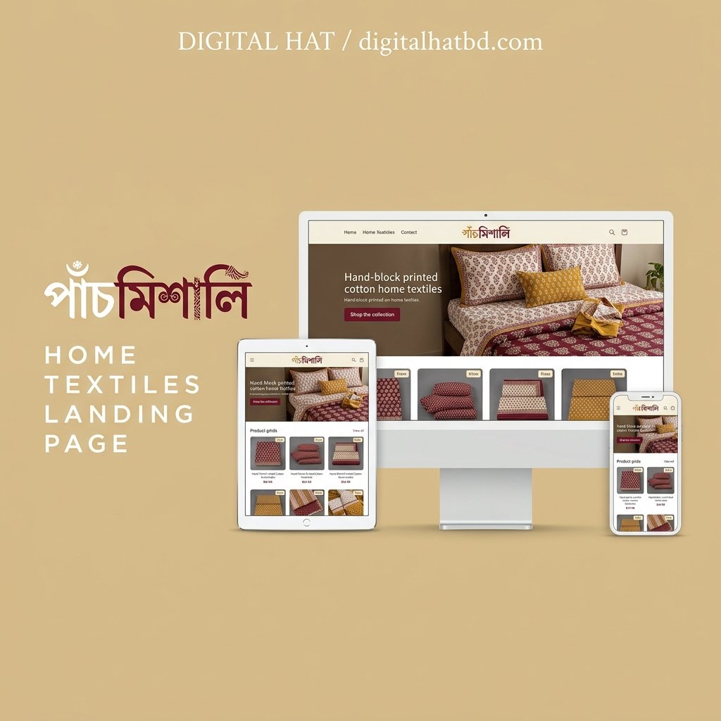 Panchmishali (পাঁচমিশালি) - Hand-Block Printed Home Textiles & Bedsheet High-Converting Landing Page (Lifetime Access & Easy Dashboard)